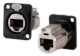 Neutrik D-shape CAT6A panel connector NE8FDX-P6-Black