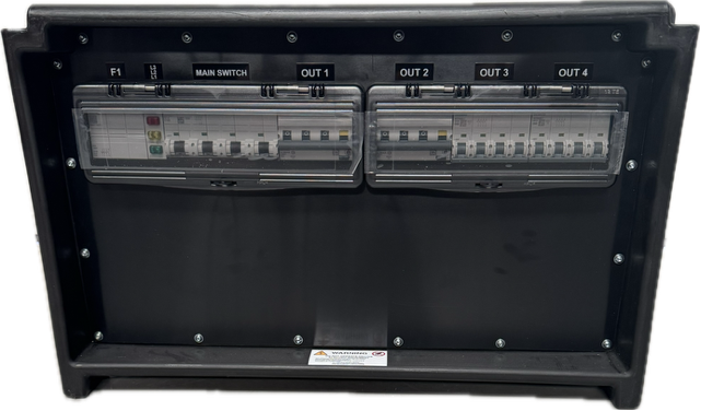 PowerBOX 125A 3pH+N+E 400V to 2 x 63A 3pH+N+E  400V + 2 x 32A 3pH+N+E 400V MCB's RCBO's