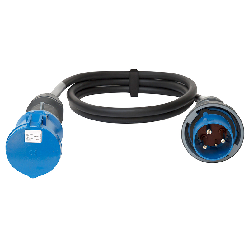 30 Metre H07RN-F 16mm² Rubber Cable with 63A 2P+E 230V Plug & Connector  IP67
