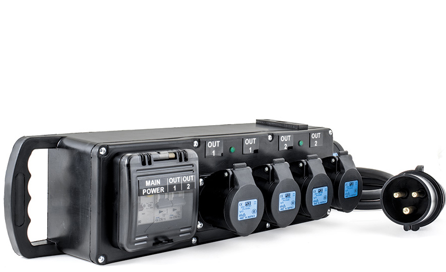 PowerBOX Rubber 16A 1pH+N+E 230V Brick Mini to 3 x British Standard 13A IP54 1 x RCBO