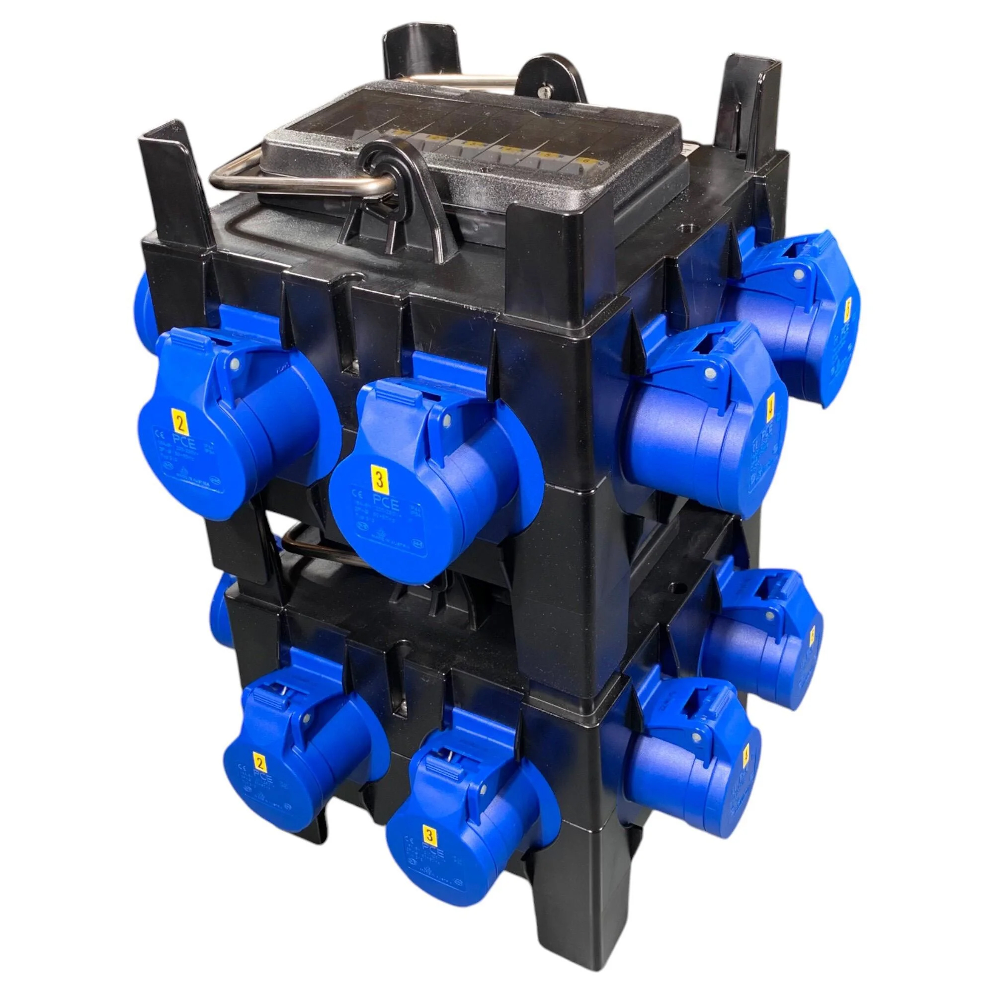 PCE IMST Distro Box 32A 3pH+N+E  400V to 3 x 32A 230V 1pH+N+E IP44 + 3 x RCBO's