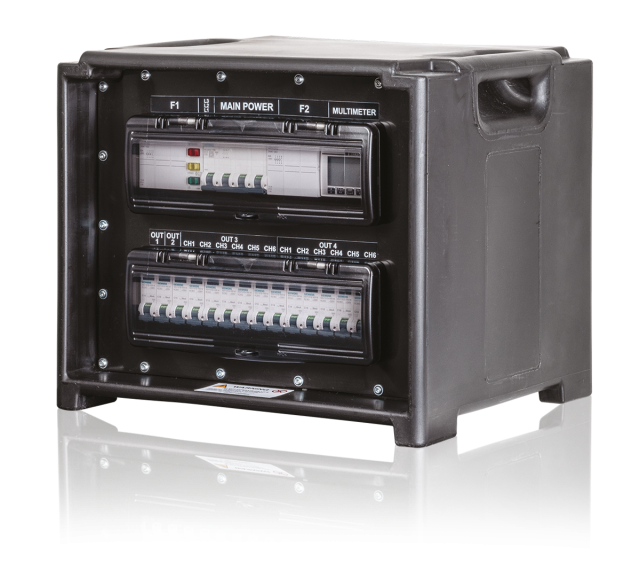 PowerBOX 63Amp 1pH+N+E 230V “CUBe3”  2 x Socapex 19Pin Panel Sockets
