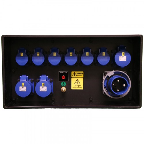 Event Power Distro Box 63A 1pH+N+E 230V 3 x 32 + 6 x 16A 1pH+N+E MCB + RCBO's