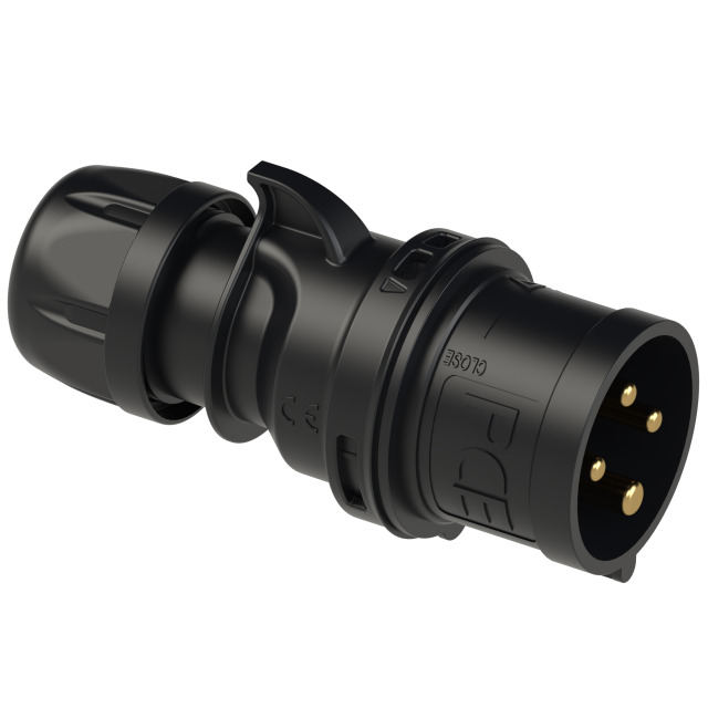 PCE Midnight Series (Black) Trailing Commando Plug 16A 3P+E 415V IP44 014-6x