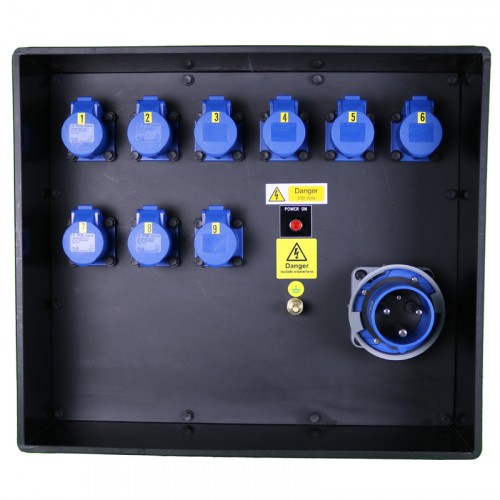 Event Power Distro Box 63A 1pH+N+E 230V 9 x 16A 1pH+N+E MCB + RCBO's