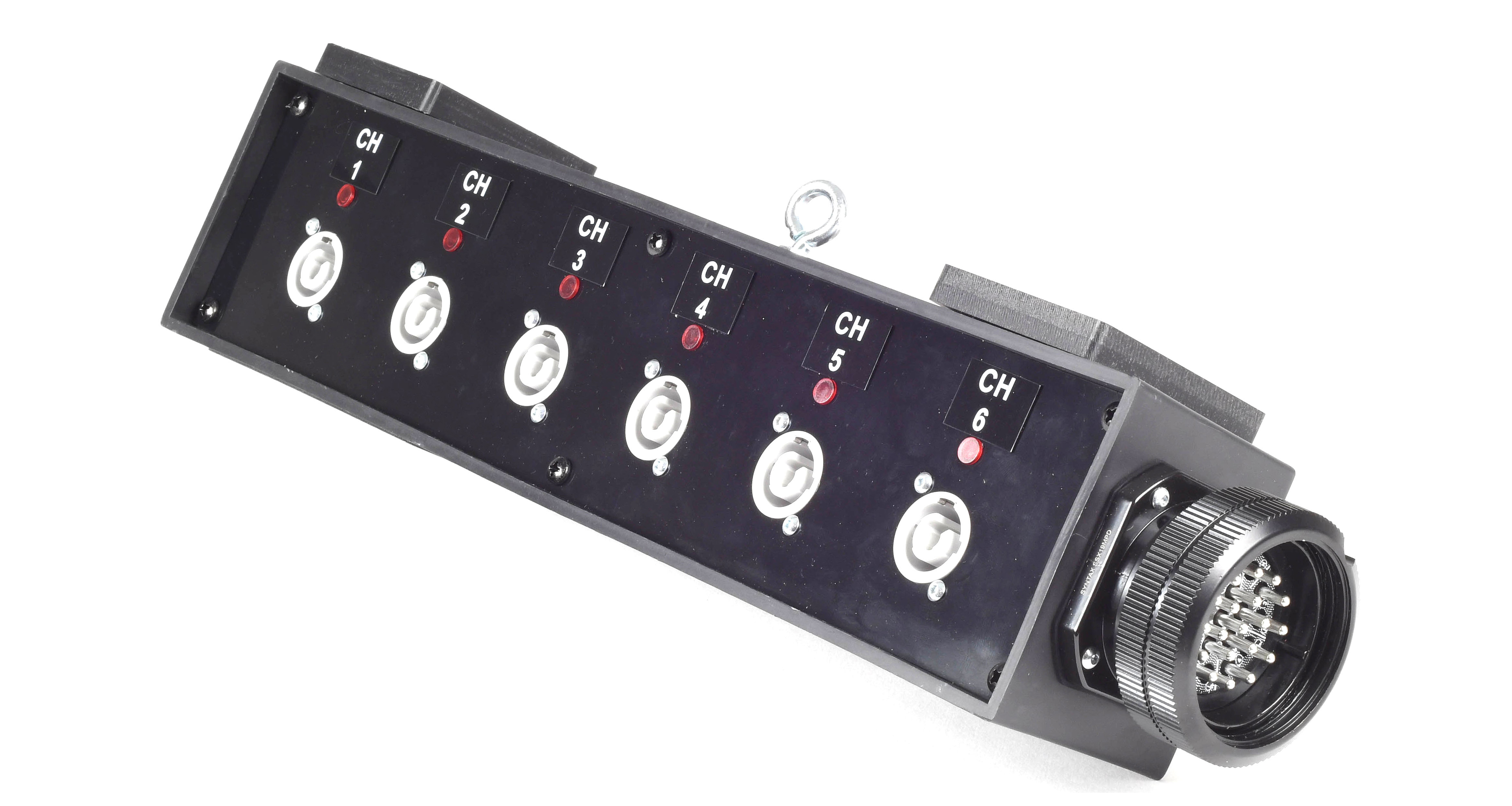 PowerBOX SOCAPEX BRICK with 6 x PowerCON Grey 20Amp Panel Sockets (Loop Through) M10 Fittings