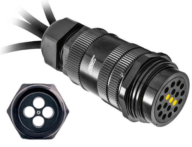 Socapex Syntax (spider splitters) 16 Pin Male Silver Contacts M40 4-hole
