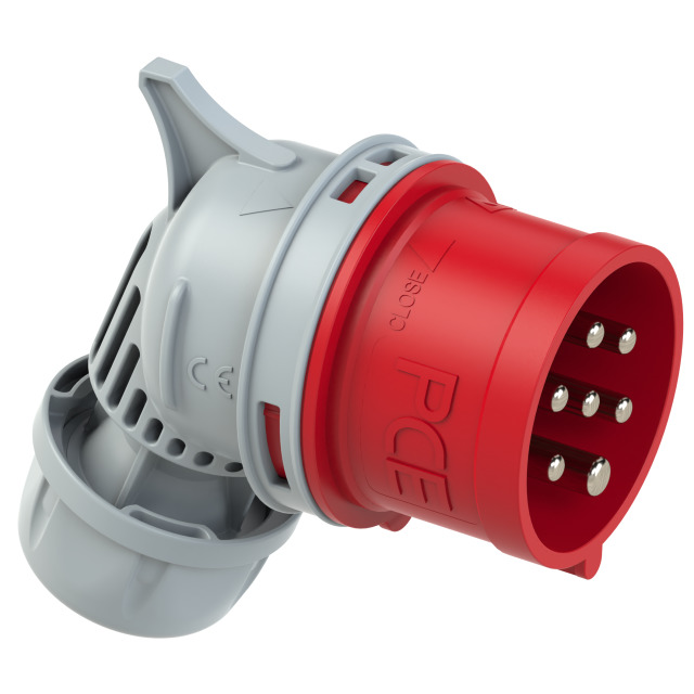 PCE Angled Trailing Commando Plug 16A 7 Pin 6P+E 415V IP44 8017-6v