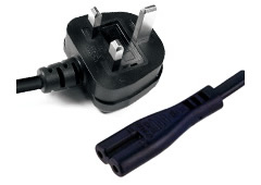 2m Black UK 3 Amp to IEC C7 ( Fig 8 ) connector