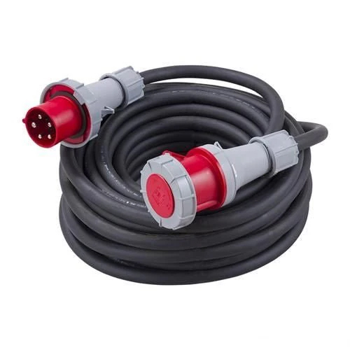 30 Metre H07RN-F 16mm² Rubber Cable with 63A 3P+N+E 400V Plug & Connector IP67