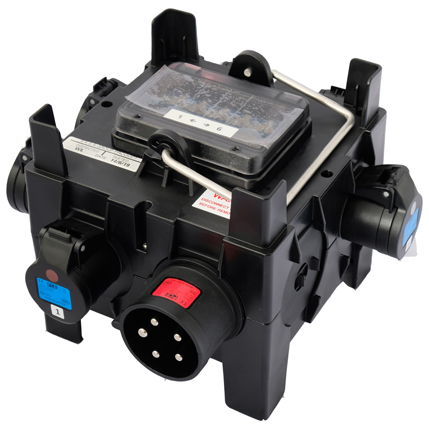 PCE IMST Distro Box 32A 1pH+N+E 230V In/Out to 4 x 16A 230V 1pH+N+E RCBO + 4 x MCB's