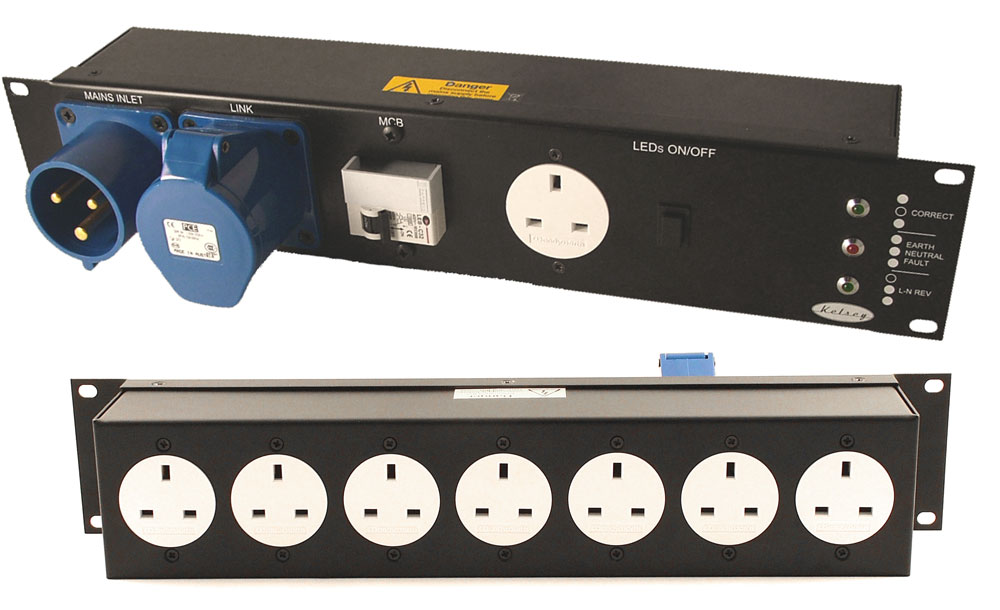 32A 1pH+N+E 230V 2U Power Distro with 8 x British Standard 13Amp Sockets1 x 13A on Front