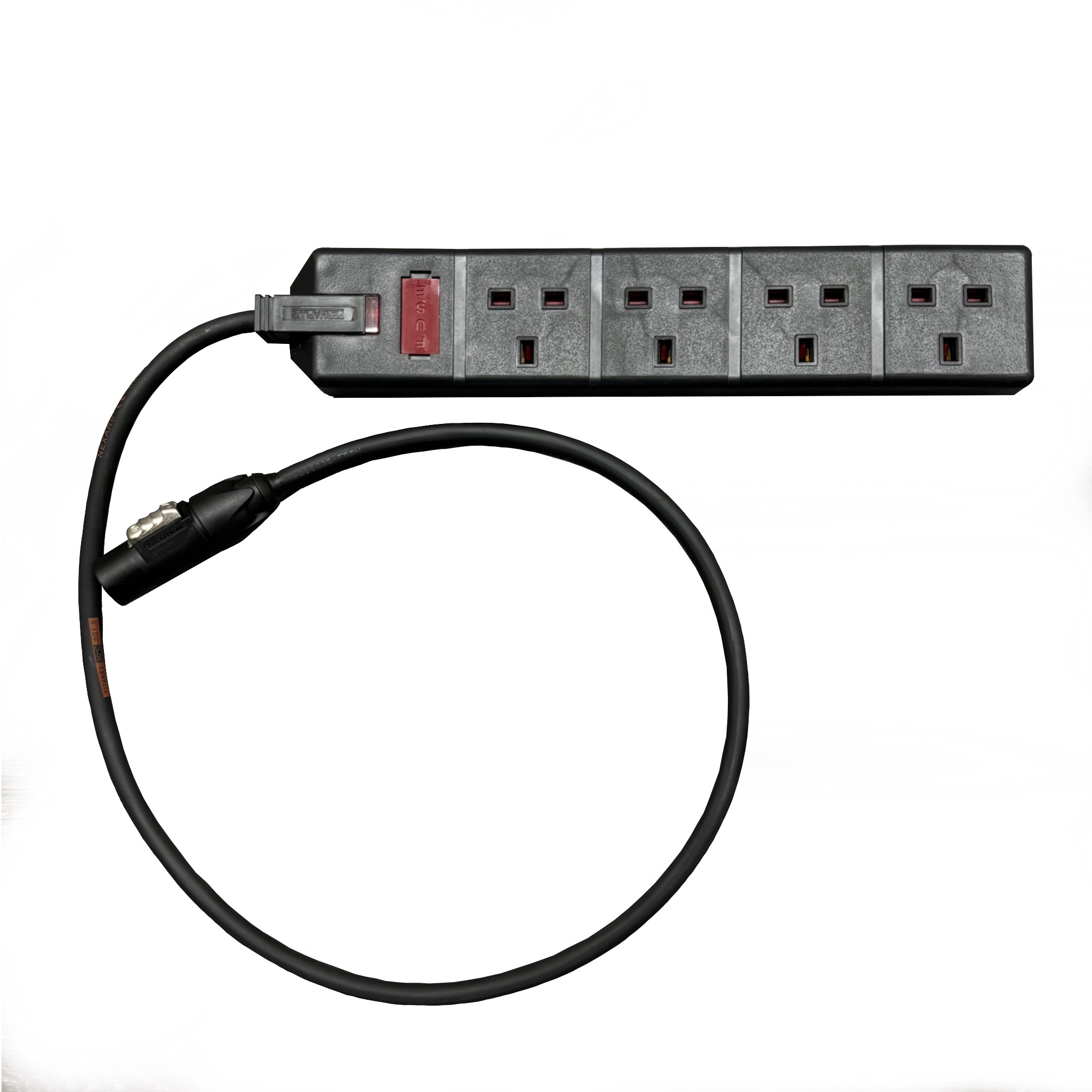 Neutrik PowerCON TRUE1 Male Plug to Masterplug 13A Fused 4 Gang Socket 1.5mm H07RN-F