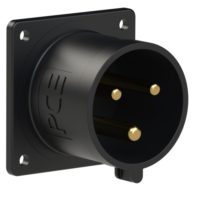 PCE Midnight Series Panel Mount Appliance Inlet 32A 230V 2P+E IP44 623-6x