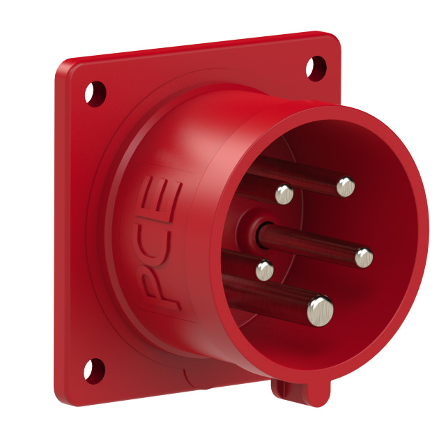 PCE Phase Inverter Flanged Plug Straight 16A 3P+N+E 400V IP44 8615-6