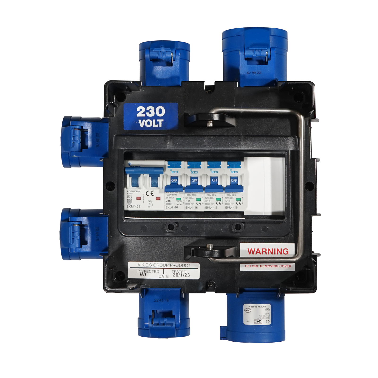PCE IMST Distro Box 32A 1pH+N+E 230V In/Out to 4 x 16A 230V 1pH+N+E 4 x RCBO's