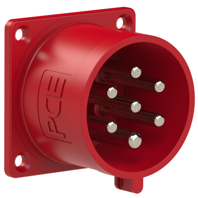 PCE Flanged Plug Straight 32Amp 7 Pin 6P+E 400V IP44/54 627-6v