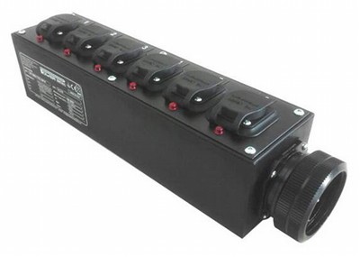 PowerBOX SOCAPEX BRICK With 6 x PowerCON True1 16A Panel Sockets (Loop Through) M10 + Caps