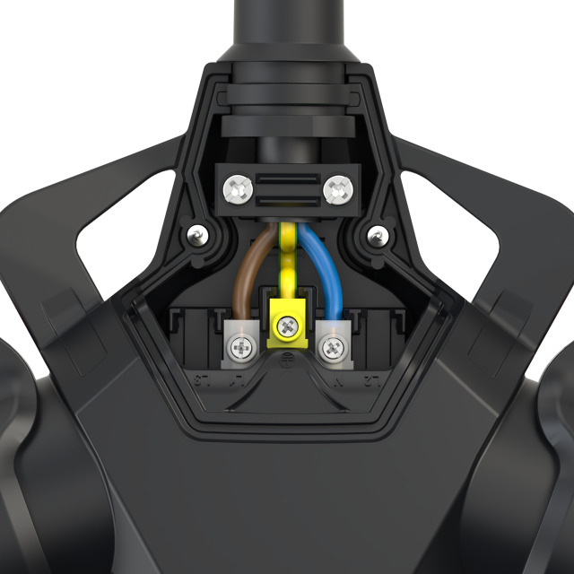PCE 16A Schuko Plug with 5 Metre H07RN-F Cable 2.5mm² to PCE 3-Way Schuko Safety Socket IP54