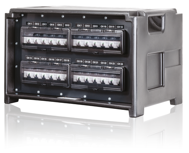 PowerBOX 63Amp 1pH+N+E 230V “CUBe3” 4 x Socapex 19Pin Panel Sockets RCBO