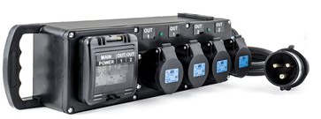 PowerBOX Rubber 32Amp 1pH+N+E 230V Brick PCE Midnight Series to 3 x 16A 1pH+N+E 3 x RCBO's