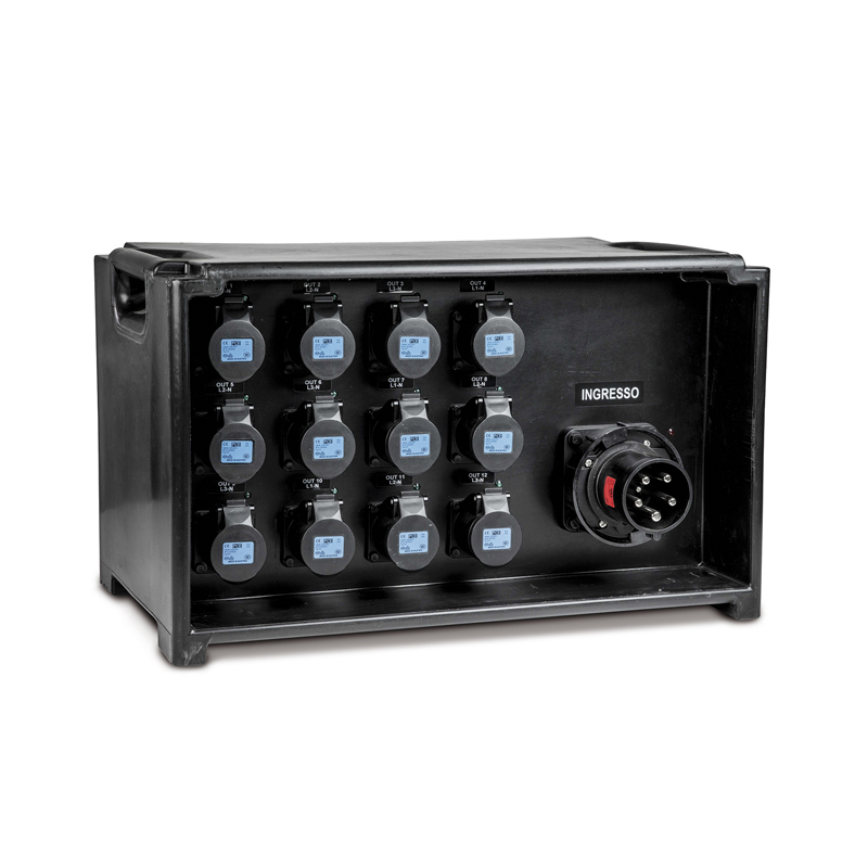 PowerBOX 63A 3pH+N+E 400V To 6 x 16A 1pH+N+E 3 x 32A 230V IP44 +9 x RCBO's