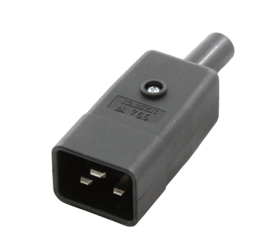 IEC C20 re-wireable Plug Black 16Amp IEC 60320 Male plug.