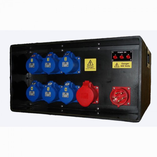 Event Power Distro Box 32A 3pH+N+E 400V 6 x 32A 1pH+N+E MCB + RCBO's