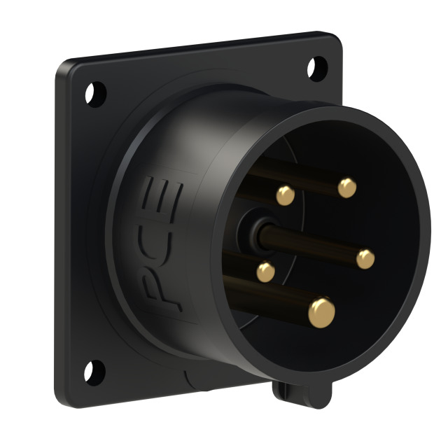 PCE Midnight Series Panel Mount Appliance Inlet 16A 400V 3P+N+E IP44 615-6x
