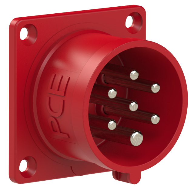 PCE Flanged Plug Straight 16Amp 7 Pin 6P+E  400V IP44/54 617-6v