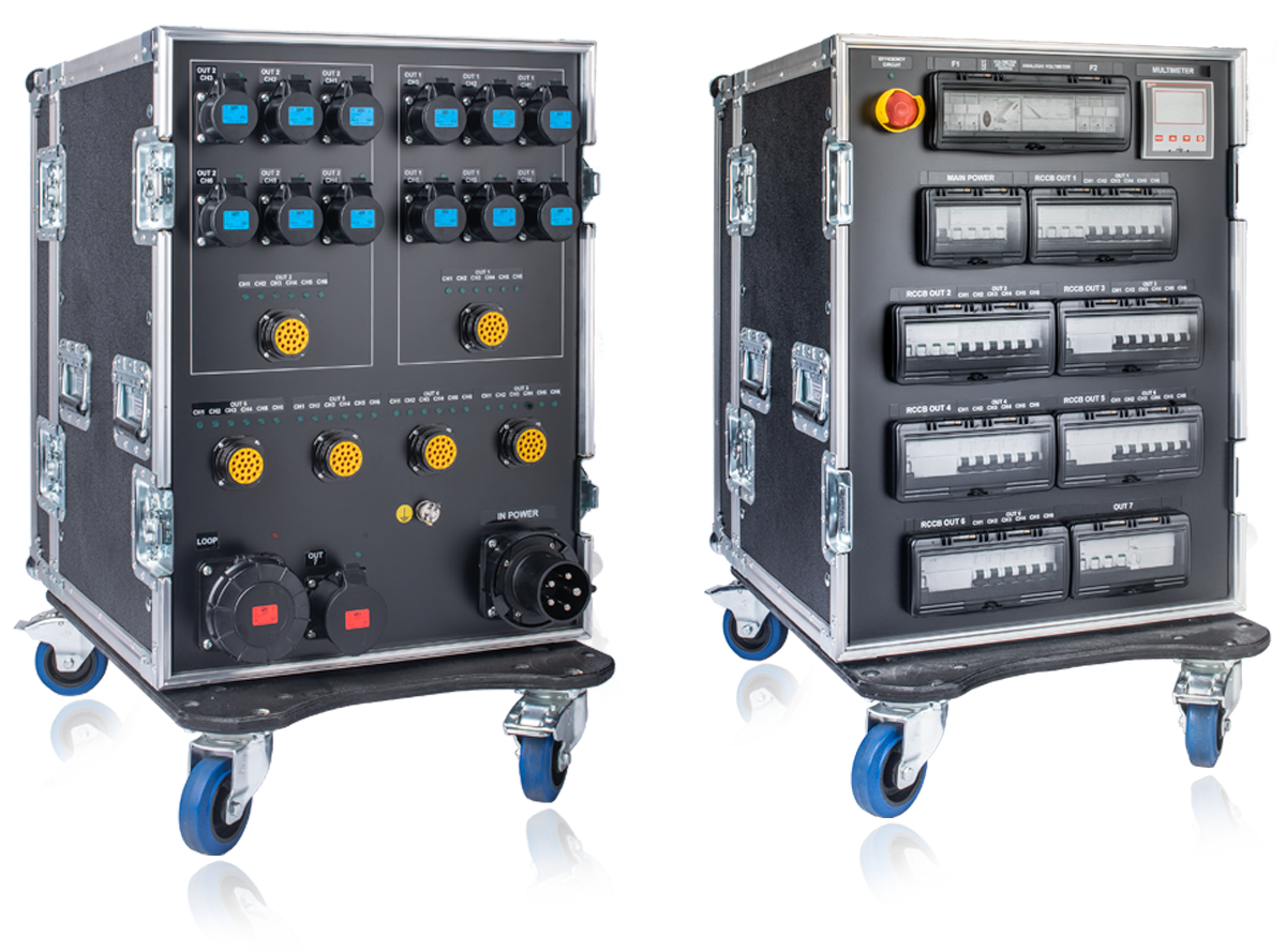 PowerBOX 125Amp 3pH+N+E 400V CASE RACK  19" 9U on Wheels