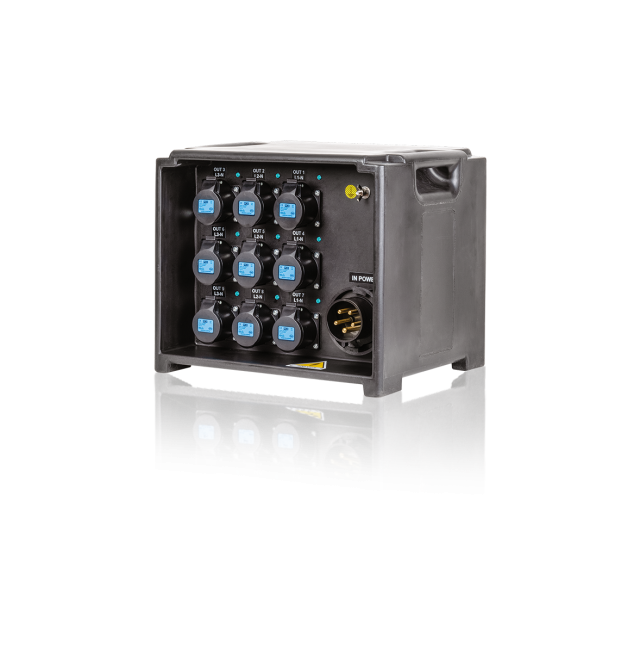 PowerBOX 63A 3pH+N+E 400V To 6 x 16A 1pH+N+E 3 x 32A 230V IP44 +9 x RCBO's