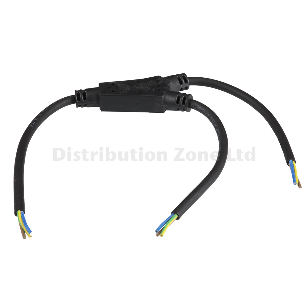 Y-Splitter (2 Way) Rubber 2.5mm²  3Core H07RN-F Cable (Black) Bare Ends