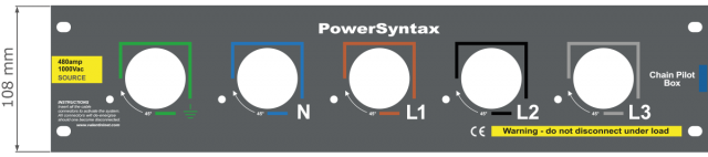 PowerSyntax Powerlock Chain Pilot box 480A Panel Drain 2.5U 108mm SPB4D05EUDPF