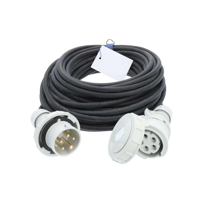 5 Metre H07RN-F 6mm² Rubber Cable with 32A 3P+N+E 50V 1h Plug & Connector IP67