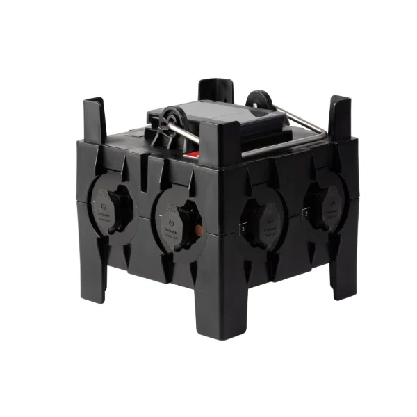 PCE IMST Distro Box 32A 3pH+N+E 400V In/Out to 6 x PowerCON True 1 x MCB + 6 x RCBO's