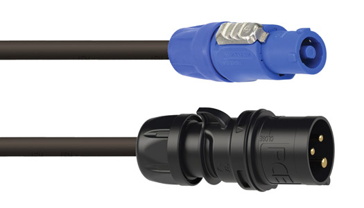 16A 2P+E 230V Plug to Neutrik PowerCON Blue NAC3FCA 1 Metre H07RN-F 3G 2.5mm² Cable