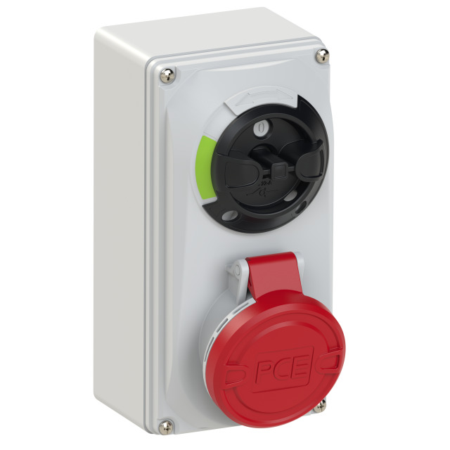 PCE Switched Interlocked Socket Compact Series 16A 3P+E 400V IP44 6114-6