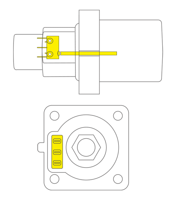 PowerSyntax Panel Drain 480A Chain Pilot Neutral Blue with Microswitch for Auxiliary Circuit