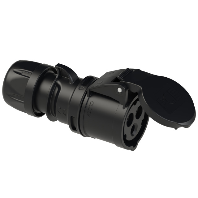 PCE Midnight Series Black Commando Socket 16A 2P+E 230V IP44 213-6x