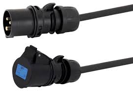 2 Metre H07RN-F 2.5mm² Rubber Cable with 16A 2P+E 230V Plug & Connector IP44 (Midnight Series)