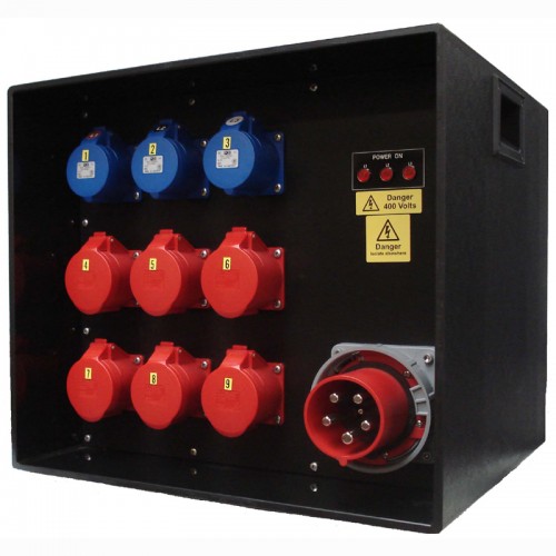 Event Power Distro Box 125A 3pH+N+E  400V 6 x 32A 3pH+N+E 400V MCB + RCBO's