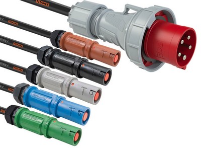 125A 3P+N+E 415V Commando CEE17 Plug 5 x Powerlock Source, L1, L2, L3 Neutral  & Earth