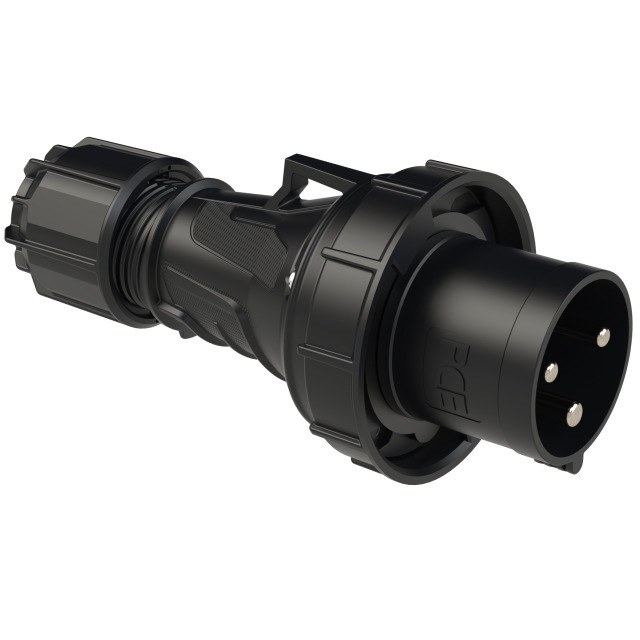 PCE Midnight Series (Black) Trailing Commando Plug 63A 2P+E 230V IP67 033-6xs