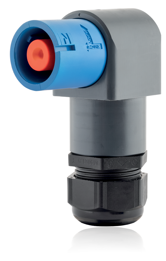 PowerSyntax 90° Angled Cable Connectors 480A Line Source Neutral Blue