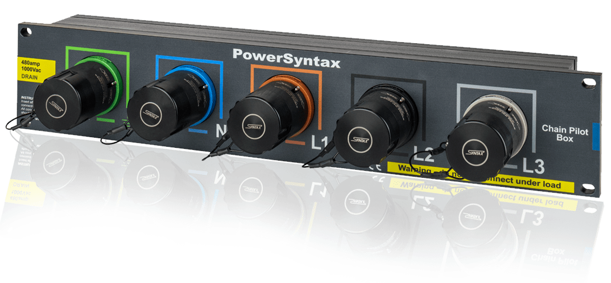 PowerSyntax Powerlock Chain Pilot box 480A Panel Drain 2.5U 108mm SPB4D05EUDPF