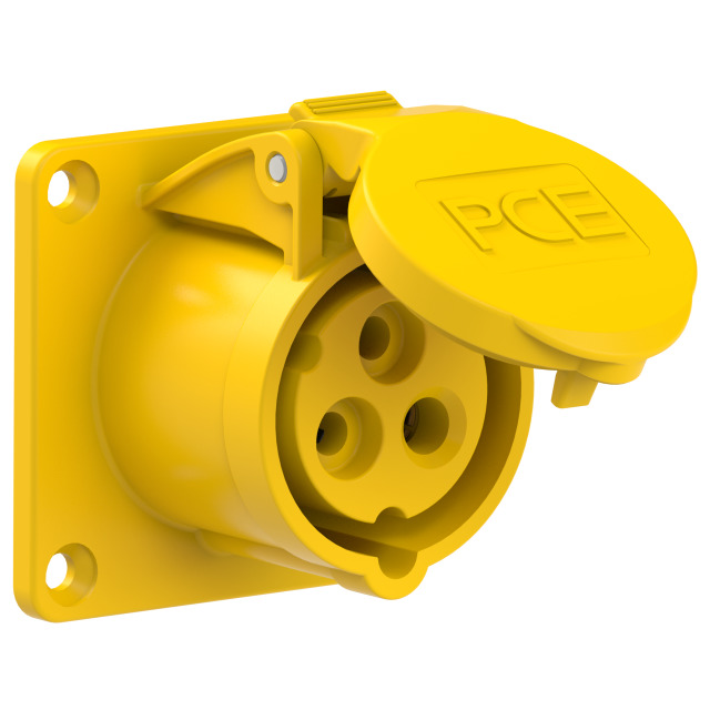 PCE Straight Flush Mount Panel Socket 16A 110V 2P+E IP44 313-4