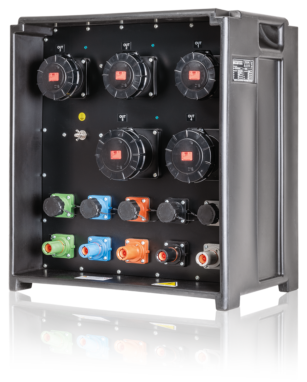 PowerBOX 400Amp 3pH+N+E 400V IP67 2 x 125A + 3 x 63A 3pH+N+E 400V IP67 5 x MCB + Earth leakage