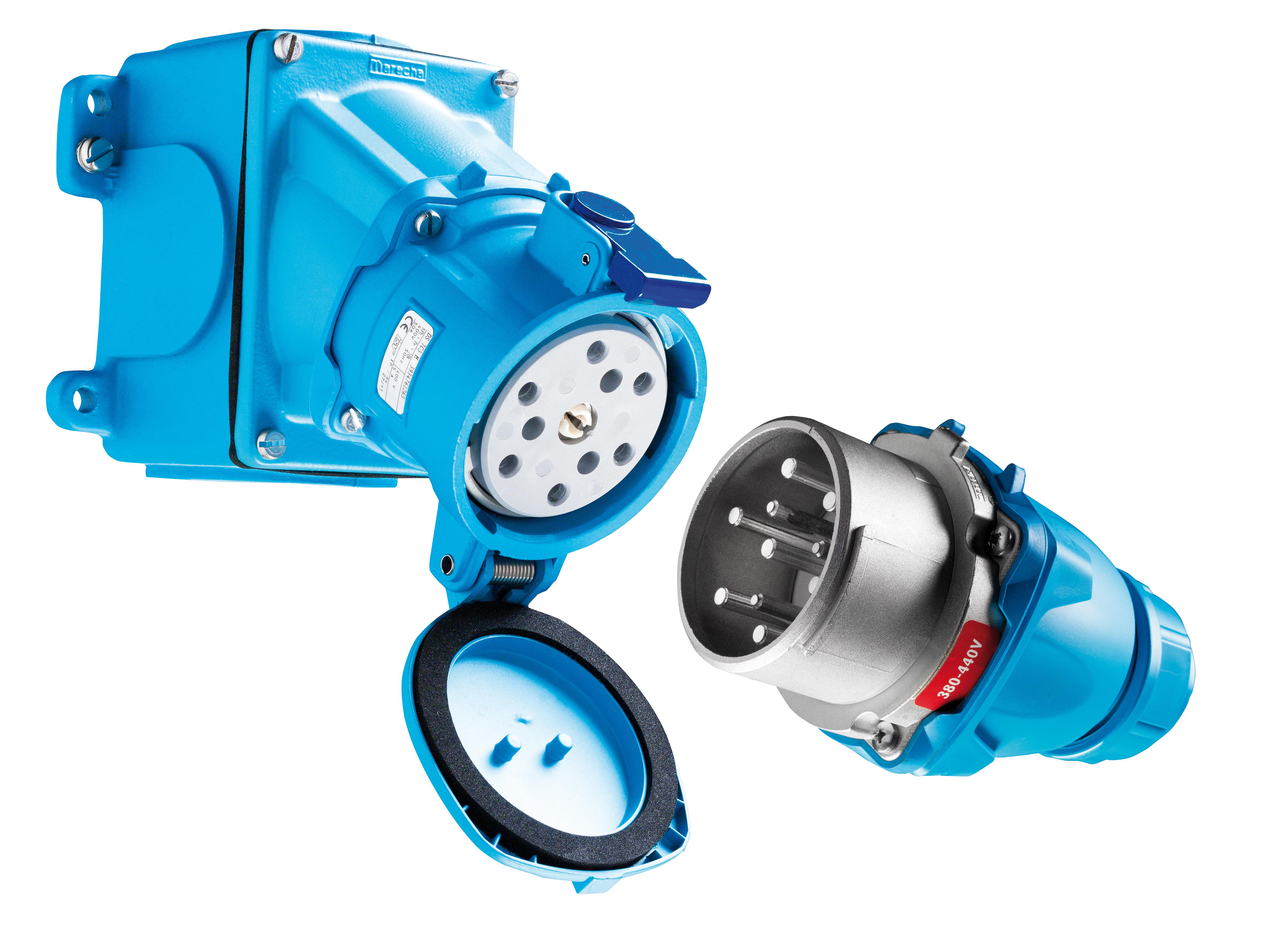 Marechal DS7C3 SOCKET POLY BLUE IP55 6C+E 50A <500V AC +2AUX