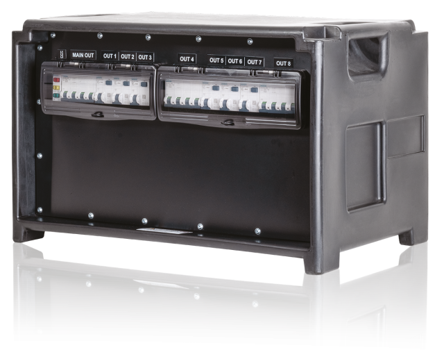 PowerBOX 32A 3pH+N+E 400V To 9 x PowerCON TRUE 1 With MCB + 9 x RCBO 10A 1pN-C